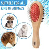 Double-Sided Wooden Pet Grooming Brush | Bristle & Pin Brush for Dogs & Cats
