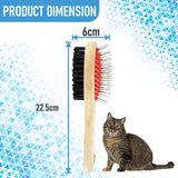 Double-Sided Wooden Pet Grooming Brush | Bristle & Pin Brush for Dogs & Cats