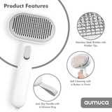 Cat & Dog Grooming Brush | Self-Cleaning Deshedding Comb for Long & Short Hair Pets
