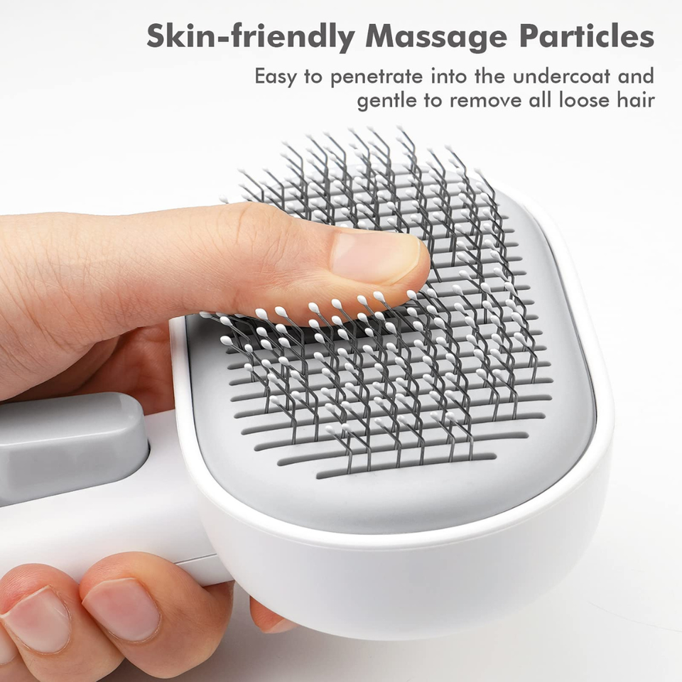 Cat & Dog Grooming Brush | Self-Cleaning Deshedding Comb for Long & Short Hair Pets