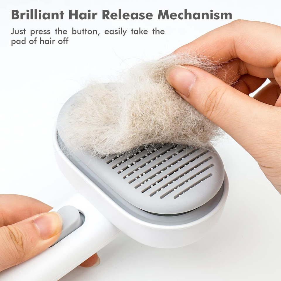 Cat & Dog Grooming Brush | Self-Cleaning Deshedding Comb for Long & Short Hair Pets