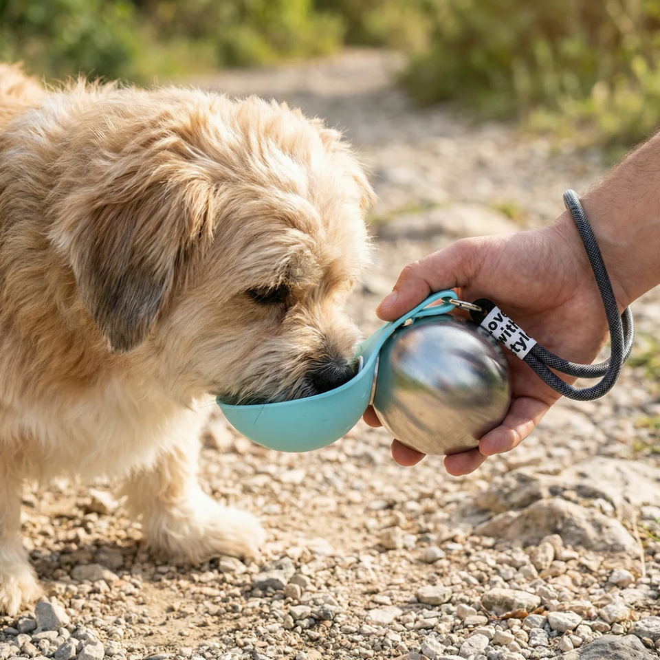 Portable Stainless Steel Dog Water Bottle with Foldable Cup