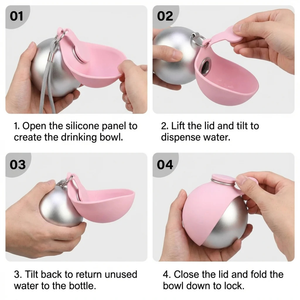 Portable Stainless Steel Dog Water Bottle with Foldable Cup